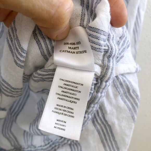 RAILS Marti Cayman Stripe V-Neck Blouse Size Medium - Picture 10 of 12